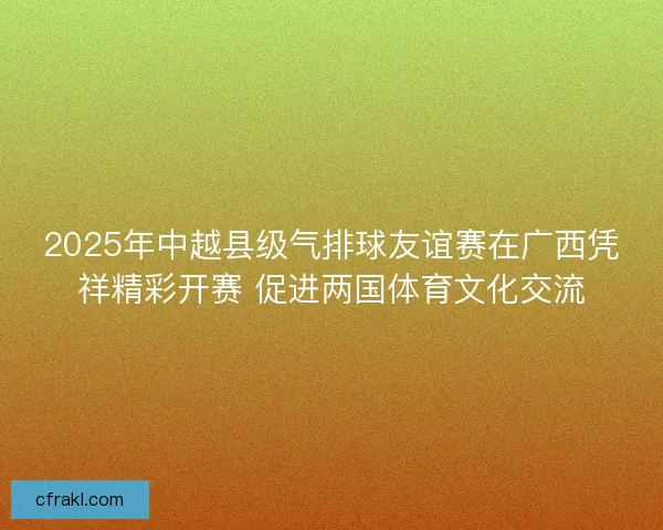 2025年中越县级气排球友谊赛在广西凭祥精彩开赛 促进两国体育文化交流