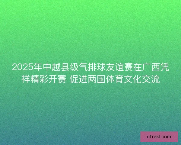 2025年中越县级气排球友谊赛在广西凭祥精彩开赛 促进两国体育文化交流 2025年中越县级气排球友谊赛在广西凭祥精彩开赛 促进两国体育文化交流