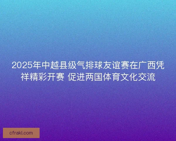 2025年中越县级气排球友谊赛在广西凭祥精彩开赛 促进两国体育文化交流